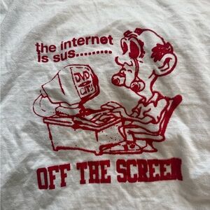 White T-Shirt with Red Graphic Print